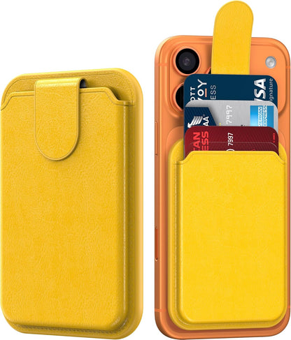 for MagSafe Wallet, 3 Card Holder With RFID Blocking, Slim Magnetic Wallet for iPhone 17/16/15/14/13/12/11 Series with Cute Trendy Designs, Yellow