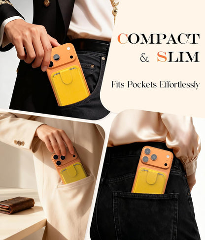 for MagSafe Wallet, 3 Card Holder With RFID Blocking, Slim Magnetic Wallet for iPhone 17/16/15/14/13/12/11 Series with Cute Trendy Designs, Yellow