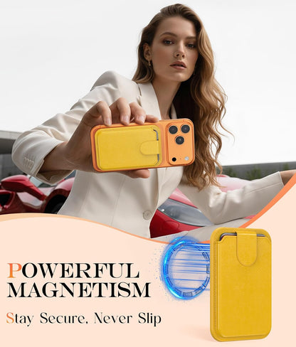for MagSafe Wallet, 3 Card Holder With RFID Blocking, Slim Magnetic Wallet for iPhone 17/16/15/14/13/12/11 Series with Cute Trendy Designs, Yellow