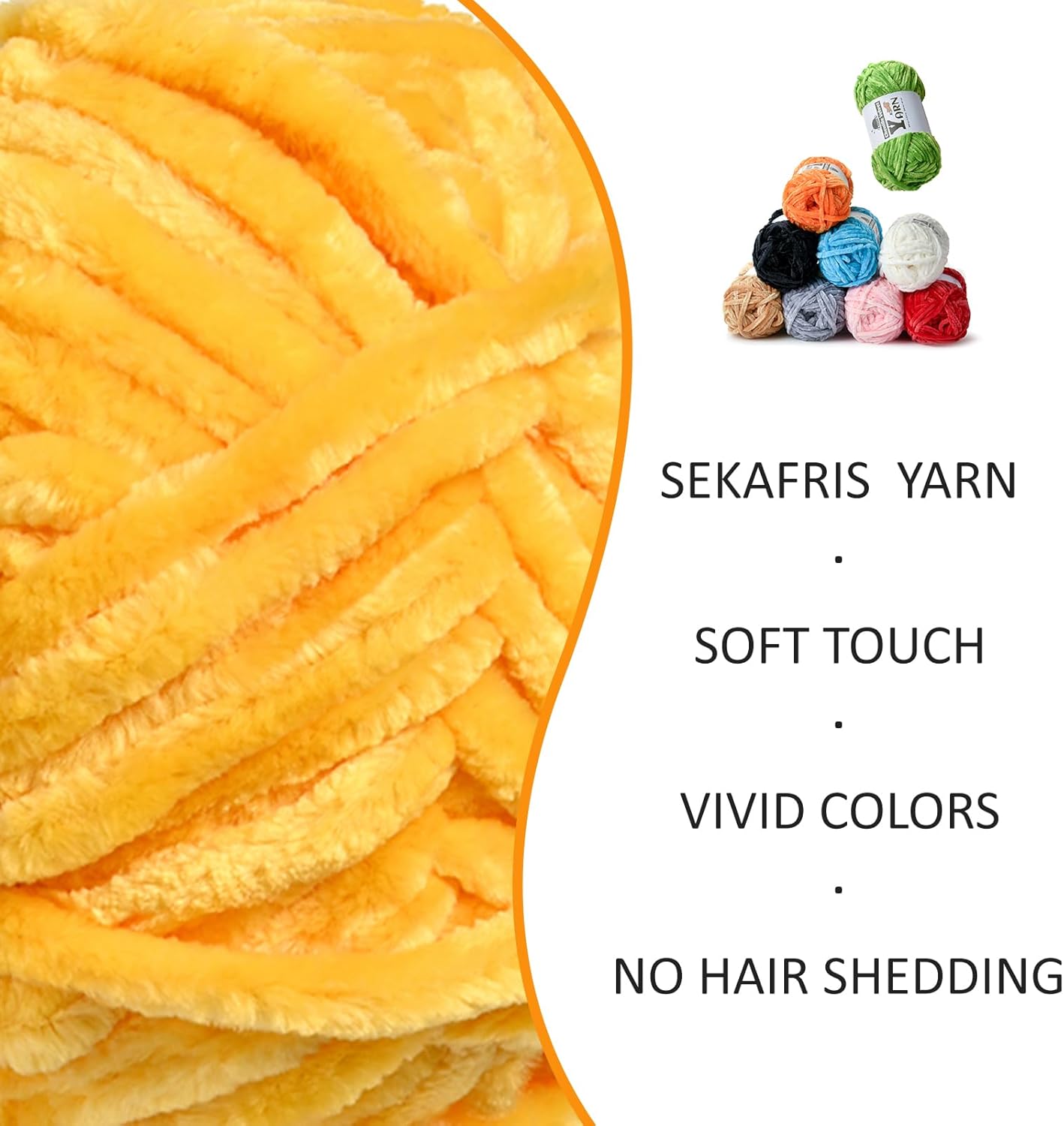 Chenille Crochet Golden Yellow Yarn 1 Pack | Fluffy Velvet Yarn Blanket Knitting Yarn for Crocheting Soft Baby Yarn
