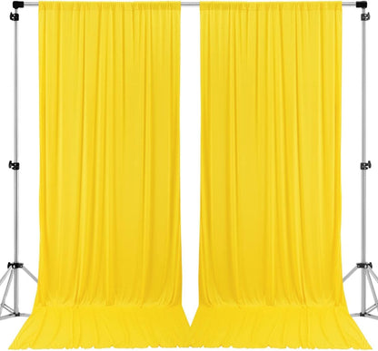 AK TRADING CO. 10 feet x 10 feet Polyester Backdrop Drapes Curtains Panels with Rod Pockets - Wedding Ceremony Party Home Window Decorations - Lemon Yellow