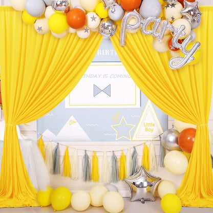 AK TRADING CO. 10 feet x 10 feet Polyester Backdrop Drapes Curtains Panels with Rod Pockets - Wedding Ceremony Party Home Window Decorations - Lemon Yellow