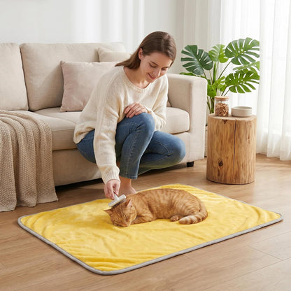 Yellow Dog Blanket, Calming Yellow Dog Blanket - Double-Layer Warm Soft Pet Mat for Cats & Dogs, Macaron, 23.62x15.75 Inch