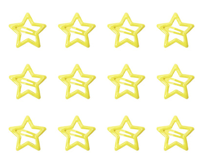 Star Hair Clips 12Pcs Small Metal Star Snap Hair Clips Barrettes Decoration Accessories for Women (Yellow)