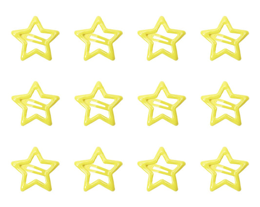 Star Hair Clips 12Pcs Small Metal Star Snap Hair Clips Barrettes Decoration Accessories for Women (Yellow)