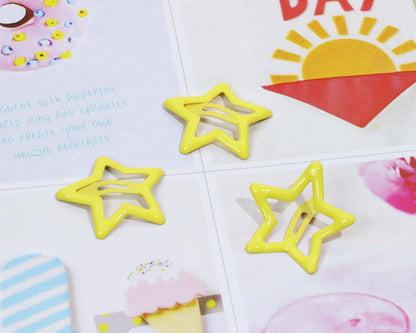 Star Hair Clips 12Pcs Small Metal Star Snap Hair Clips Barrettes Decoration Accessories for Women (Yellow)