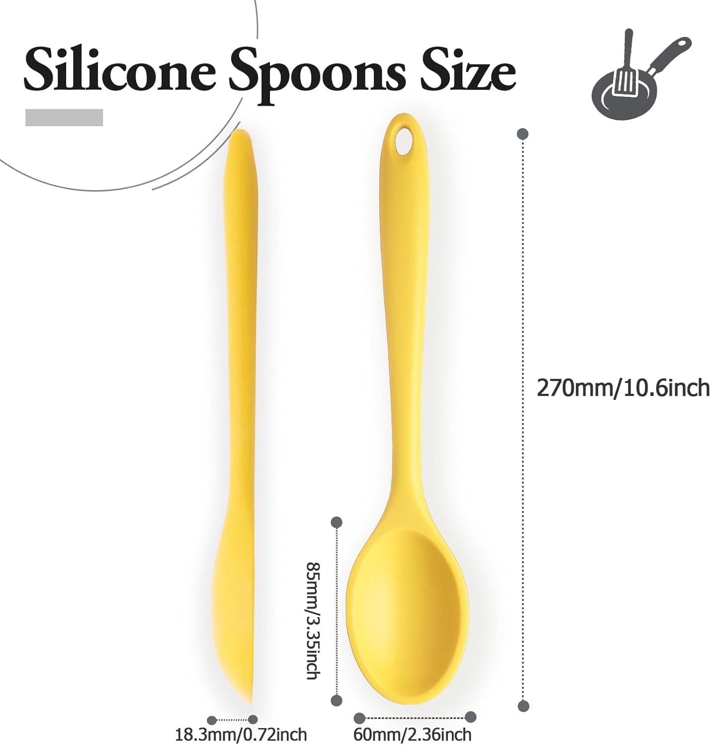 2 Pcs Silicone Spoons for Cooking, Yellow | Heat Resistant, Non-Stick, Mixing Spoon, For Baking Stirring Mixing Basting