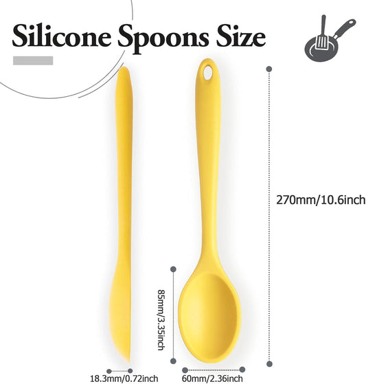 2 Pcs Silicone Spoons for Cooking, Yellow | Heat Resistant, Non-Stick, Mixing Spoon, For Baking Stirring Mixing Basting
