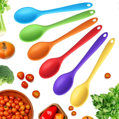 2 Pcs Silicone Spoons for Cooking, Yellow | Heat Resistant, Non-Stick, Mixing Spoon, For Baking Stirring Mixing Basting