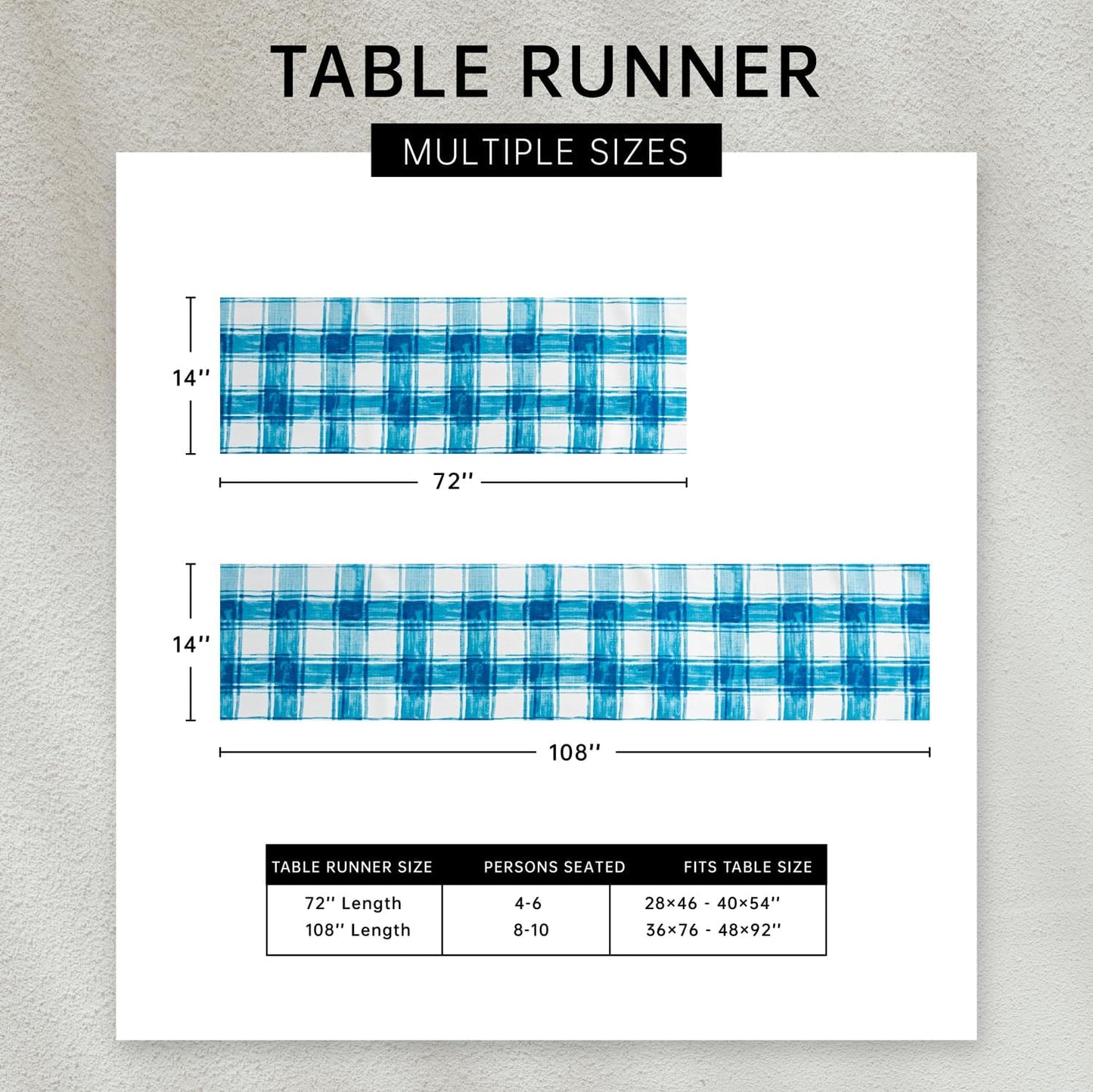 Provence Blue Lemon Mediterranean Tile Tabletop for Spring Summer Decorations, Picnics and Dinner Parties - Indoor Outdoor, Stain and Water Resistant, Table Runner, 14 x 72