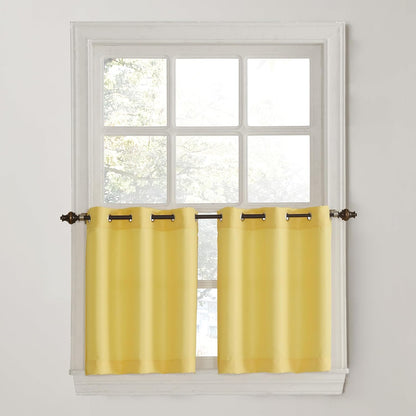 Montego Casual Textured Semi-Sheer Grommet Kitchen Curtain Tier Pair, 56" x 24", Yellow