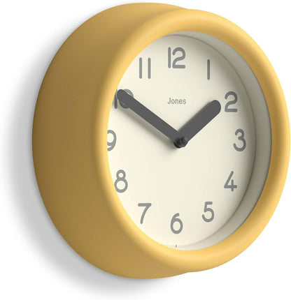 ® Fuze wall Clock | Small Round Clock | Yellow | Playful Modern Design with Soft sculptural Presence | Ideal for Kitchens, Living Rooms, Kid's bedrooms