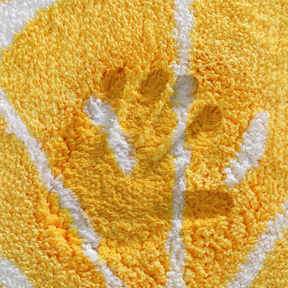 19.7x31.5 inch Half Round Microfiber Soft Lemon Shape Bathroom Rugs Non Slip Shag Bath Mat Rug for Kitchen Bedroom Rubber Shower for Floor Living Room Mats (50x80cm, Lemon)