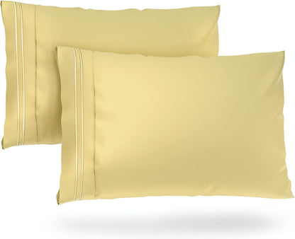 Everyday 1500 Series Pillowcases | Luxury Hotel Quality - Silky Soft & Smooth - Gentle & Skin Friendly - Set of 2 (Standard, Pastel Yellow)