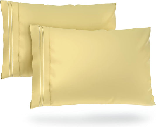 Everyday 1500 Series Pillowcases | Luxury Hotel Quality - Silky Soft & Smooth - Gentle & Skin Friendly - Set of 2 (Standard, Pastel Yellow)