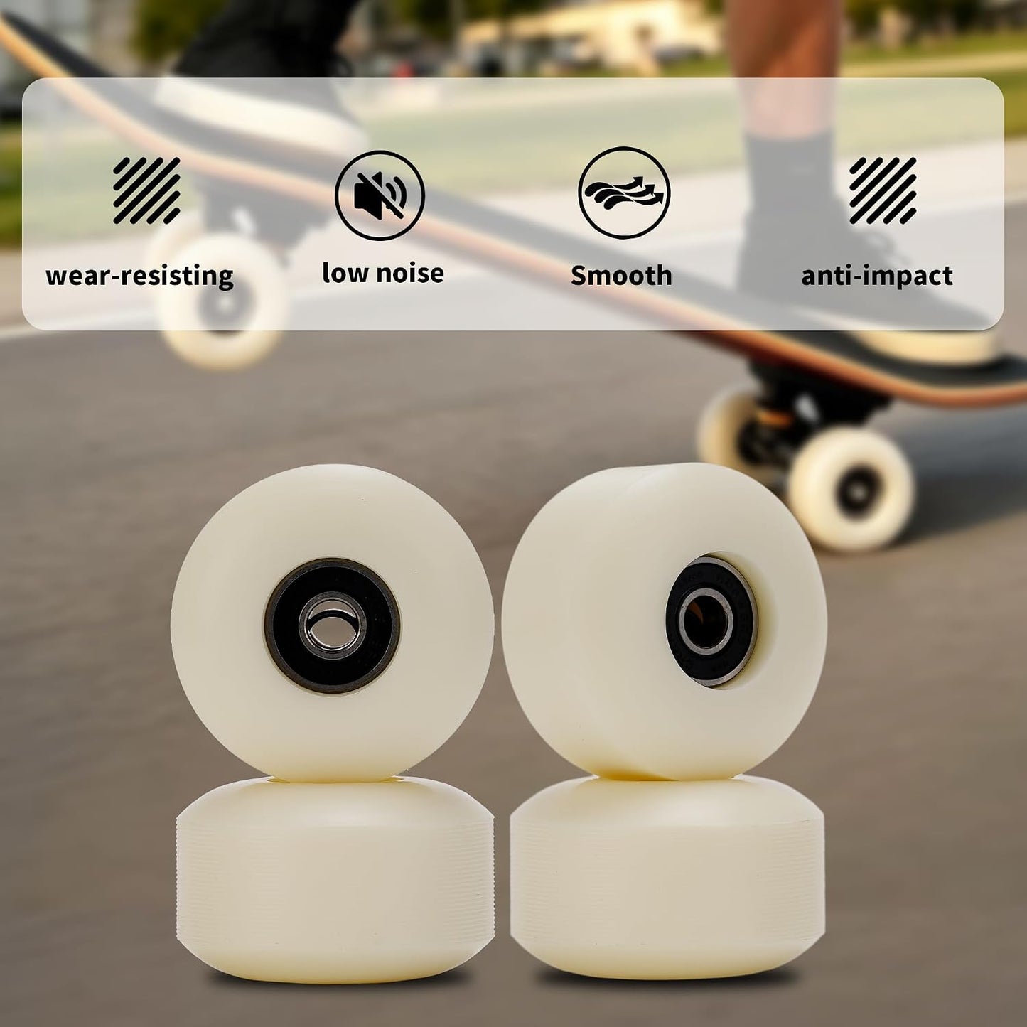 Skateboard Wheels 52mm 95A Set of 4 with Bearings