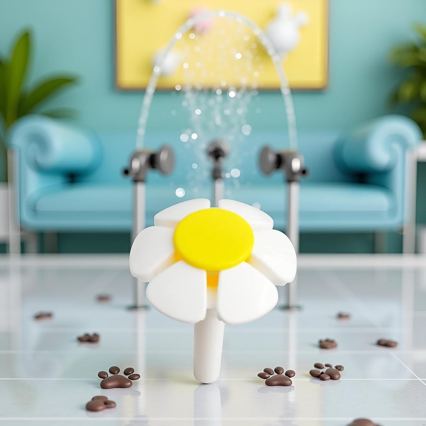 1Pc White Yellow Pet Water Fountain Nozzle Replacement Yellow Flower for Head for Cat Fountain Automatic Drinking Water Dispenser pet Water Fountain Attachment for Cats Watering Supplies，Multiple Pets