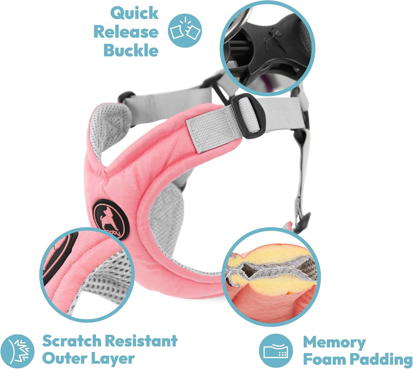 Memory Foam Step-in Dog Harness, Yellow, Medium | Memory foam padding; V-neck reduces choking; Fits tiny breeds (XS); Scratch-resistant; Breathable mesh; 4-point adjustment