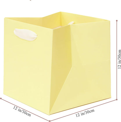 LFCXHTY Yellow Large Square Gift Bags Square Bottom Bags with Handles for Party Favor, Birthday Gift Bag (12 x 12 x 12 in, 1 CT)