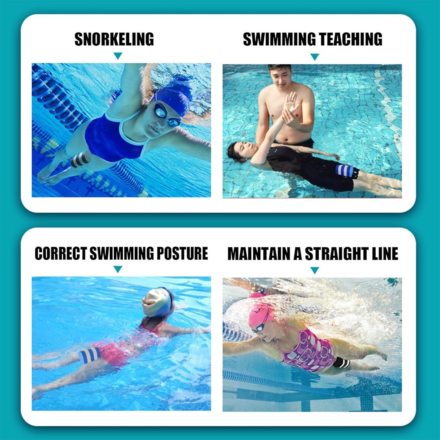 Rubber Ankle Strap for Swimming Swim Band for Legs Resistance Exercise Strength Swimming Training Equipment Accessories Exercise Bands for Women & Men, 3pcs