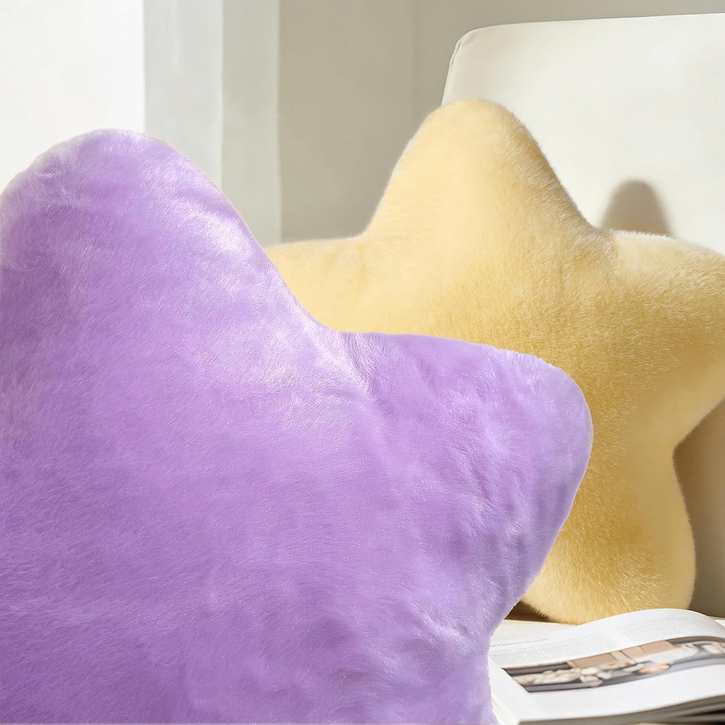 2PCS Star Pillow Set,15.35“ Cute Yellow Decorative Throw Pillows for Bed | Star Shaped Throw Pillows, Soft Faux Plush,PP Cotton Filling, Aesthetic Pillow Cushion for Room Bedroom Sofa Couch Decor
