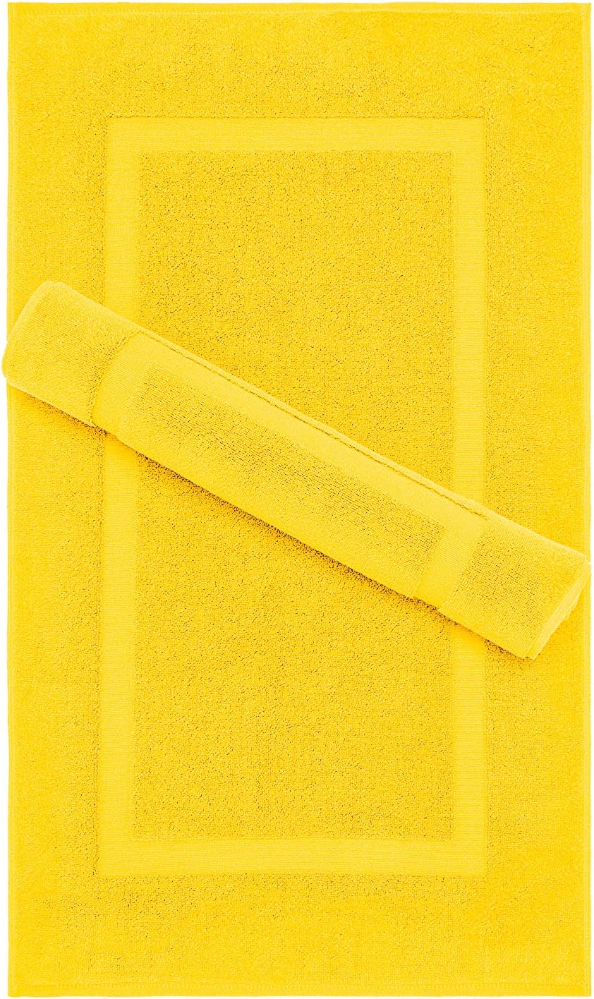 100% Cotton Bath Mats for Bathroom Floor Set of 2 Pack, 20x34 Soft Absorbent Washable Quick Dry Tub Bathmat, Yellow