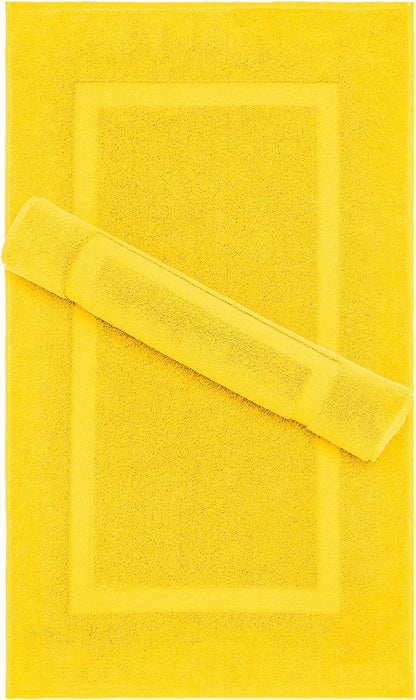 100% Cotton Bath Mats for Bathroom Floor Set of 2 Pack, 20x34 Soft Absorbent Washable Quick Dry Tub Bathmat, Yellow