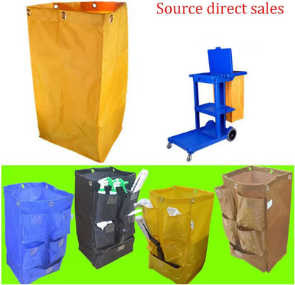 Replacement Janitorial Cart Bag with 5 Pockets,25 Gallon Housekeeping cart Bag High Capacity Waterproof Thickened Commercial Janitorial Cleaning Cart Bag with 6 Brass Grommets (Yellow with 5 Pockets)