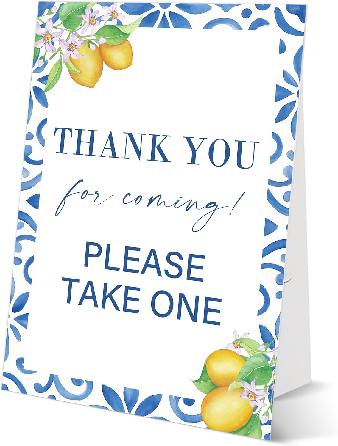 Mediterranean Lemon Bridal Shower Sign, Thank You For Coming, Please Take One Sign, Include One 8×11 Signs with Holder, Bridal Shower Centerpieces for Tables, Wedding Decor Supplies - SD48