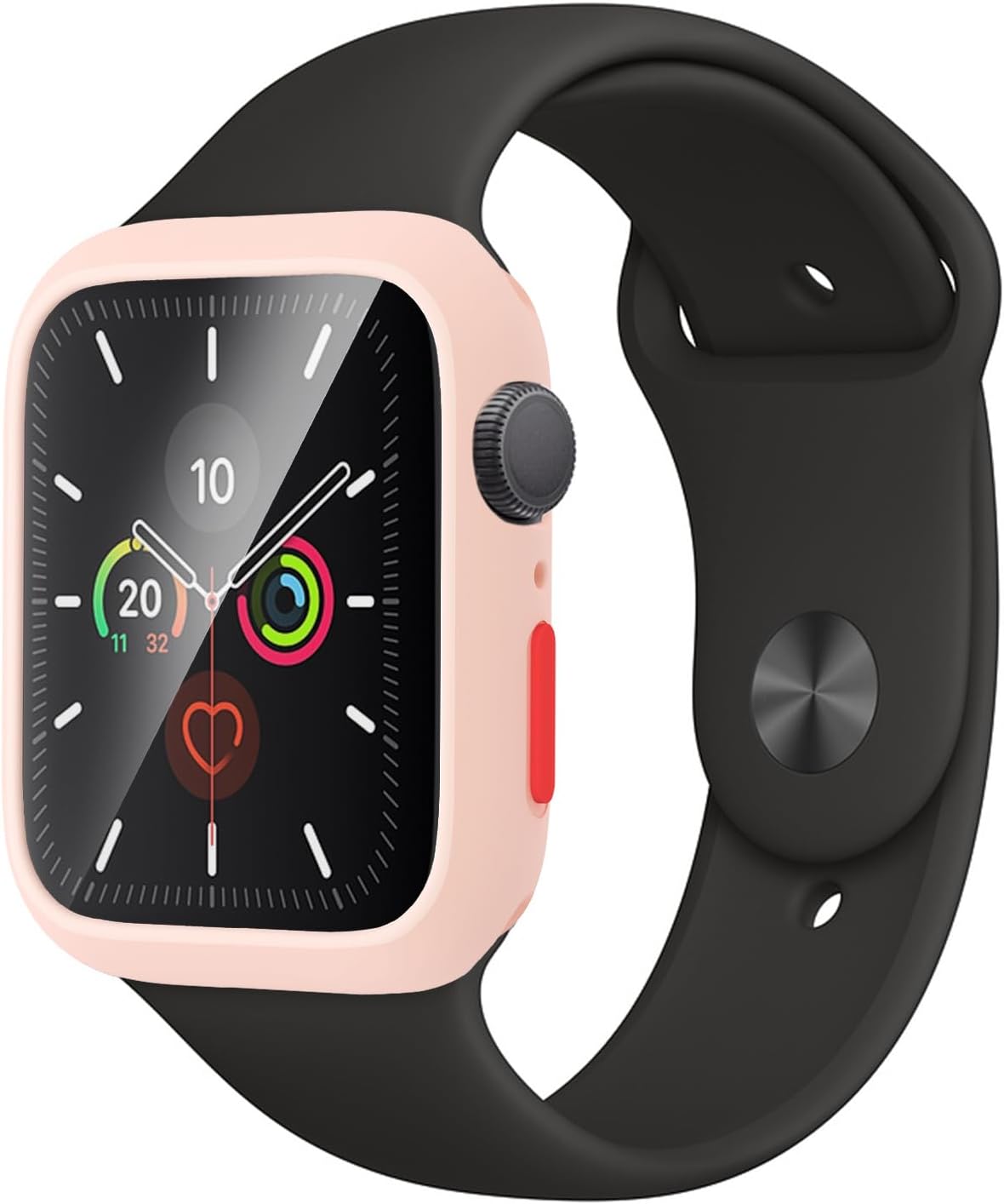 Case Compatible with Apple Watch 7/8/9 45MM with Tempered Glass Screen Protector, Full Coverage Bumper Cover for iWatch Smartwatch Accessories Pink+Yellow