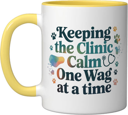 Veterinary Assistant Veterinarian Pet Animal Care Ceramic Mug, Yellow/White, 11oz