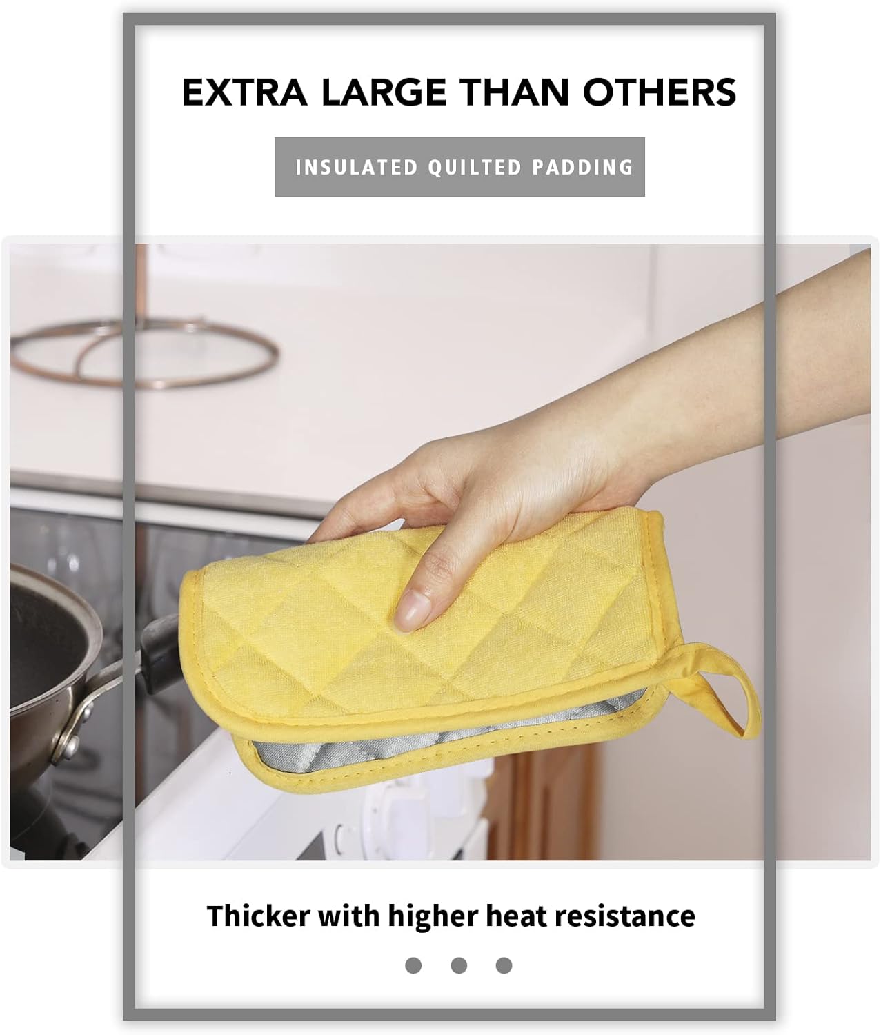 4 Pack Pot Holders for Kitchen Clearance | Cotton Oven Holder with Great Heat Resistance, Potholders Sets for Kitchen, Countertops, Hot Pots and Pans, Yellow