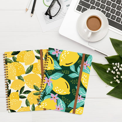2Pcs Spiral Notebook, Lemon College Ruled Spiral Notebook, Multi Subject Notebooks, 120 Ruled Pages Hardcover Journals for Writing Travel Business Office, Cute Notebooks for Women