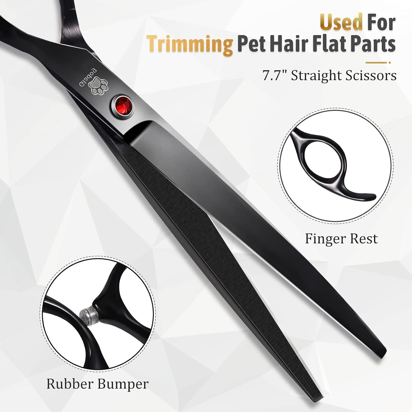Dog Grooming Scissors Kit with Safety Round Tips, Professional 5 in 1 Grooming Scissors for Dog and cat