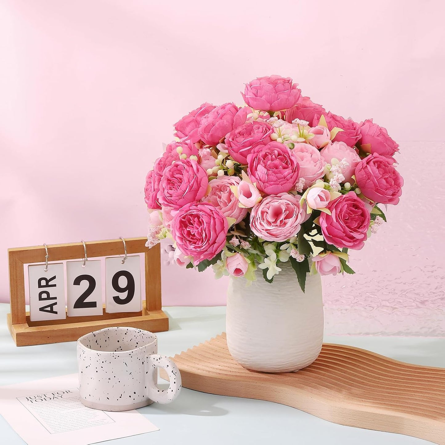 16 Pack Yellow Peonies Artificial Flowers, Fake Silk Hydrangea Bouquet for Bridal Wedding Home Table Decor Reusable Dining Opening Ceremony Birthday Arrangement Faux Floral