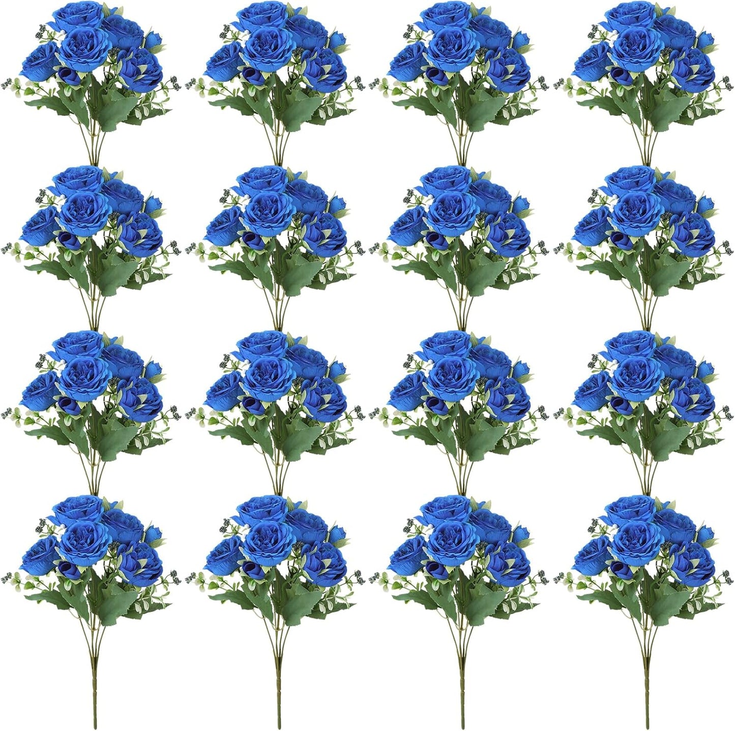 16 Pack Yellow Peonies Artificial Flowers, Fake Silk Hydrangea Bouquet for Bridal Wedding Home Table Decor Reusable Dining Opening Ceremony Birthday Arrangement Faux Floral