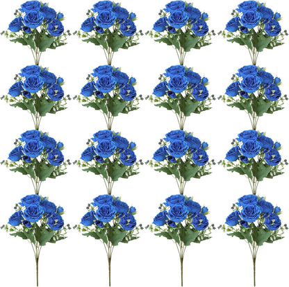 16 Pack Yellow Peonies Artificial Flowers, Fake Silk Hydrangea Bouquet for Bridal Wedding Home Table Decor Reusable Dining Opening Ceremony Birthday Arrangement Faux Floral