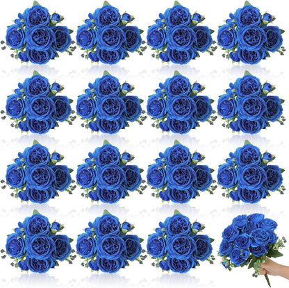16 Pack Yellow Peonies Artificial Flowers, Fake Silk Hydrangea Bouquet for Bridal Wedding Home Table Decor Reusable Dining Opening Ceremony Birthday Arrangement Faux Floral