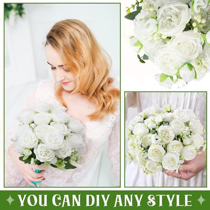16 Pack Yellow Peonies Artificial Flowers, Fake Silk Hydrangea Bouquet for Bridal Wedding Home Table Decor Reusable Dining Opening Ceremony Birthday Arrangement Faux Floral