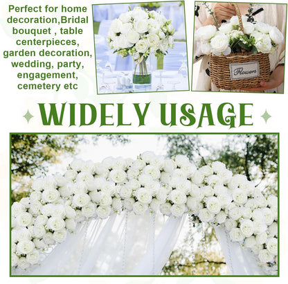 16 Pack Yellow Peonies Artificial Flowers, Fake Silk Hydrangea Bouquet for Bridal Wedding Home Table Decor Reusable Dining Opening Ceremony Birthday Arrangement Faux Floral