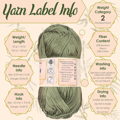 JubileeYarn Bamboo Cotton Sport Yarn - 50g/Skein - Shades of Yellow - 4 Skeins