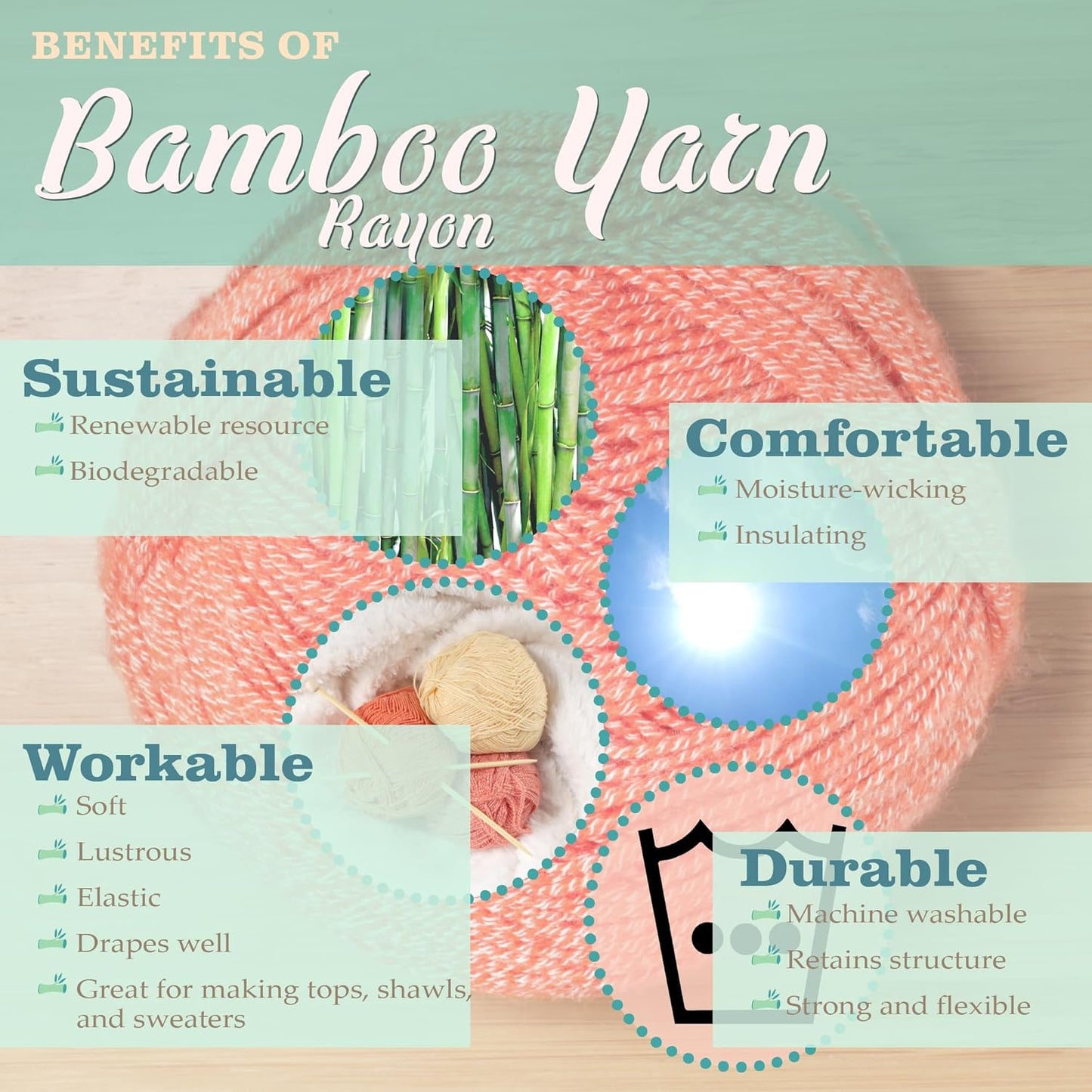 JubileeYarn Bamboo Cotton Sport Yarn - 50g/Skein - Shades of Yellow - 4 Skeins
