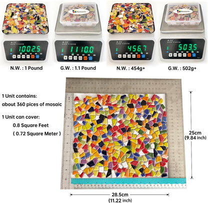 454g Petal Ceramic Mosaic Tiles for Crafts Art, Water Drop Flower Tiles Irregular Ceramic Tiles Bulk, 0.4 inch Square Glazed Porcelain for DIY Mosaic Craft Supplies (Small Irregular)