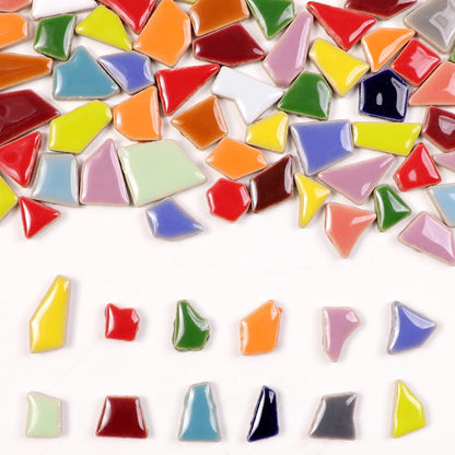 454g Petal Ceramic Mosaic Tiles for Crafts Art, Water Drop Flower Tiles Irregular Ceramic Tiles Bulk, 0.4 inch Square Glazed Porcelain for DIY Mosaic Craft Supplies (Small Irregular)