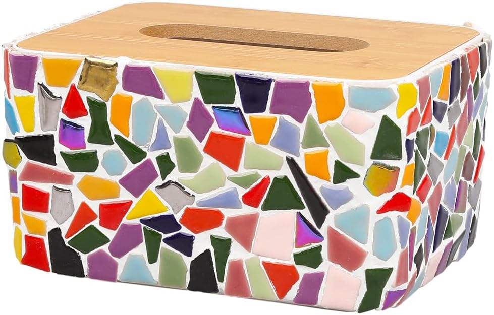 454g Petal Ceramic Mosaic Tiles for Crafts Art, Water Drop Flower Tiles Irregular Ceramic Tiles Bulk, 0.4 inch Square Glazed Porcelain for DIY Mosaic Craft Supplies (Small Irregular)