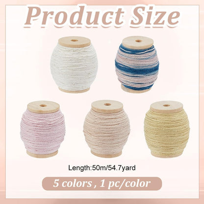 5 Pcs Sashiko Floss 273.4yds Pink Yellow Mixed 5 Styles Cotton Sewing Thread Kit with Wooden Spools Natural Plant Dyed Embroidery Floss Hand Quilting Crafts Floss for Pick Stitching Denim