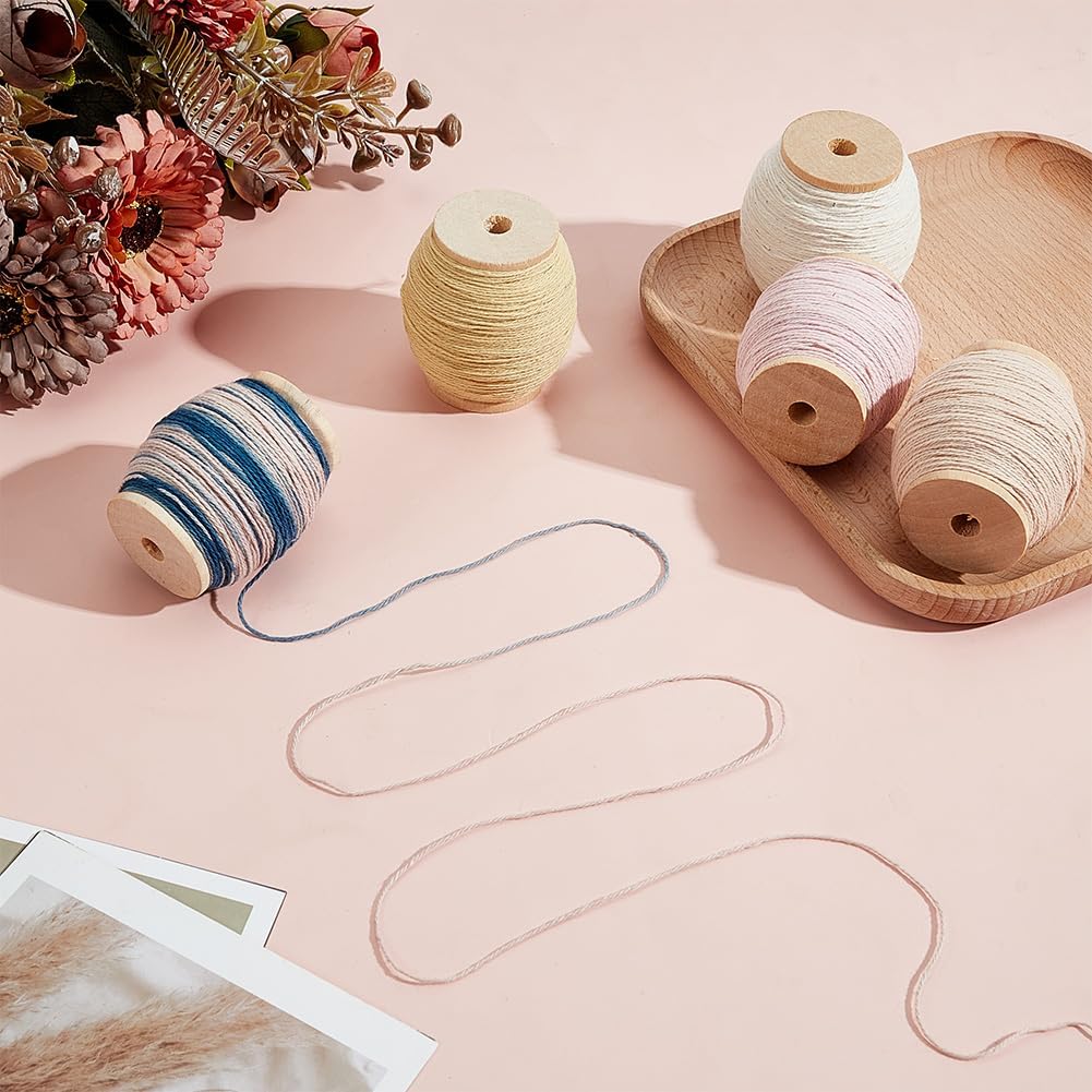 5 Pcs Sashiko Floss 273.4yds Pink Yellow Mixed 5 Styles Cotton Sewing Thread Kit with Wooden Spools Natural Plant Dyed Embroidery Floss Hand Quilting Crafts Floss for Pick Stitching Denim