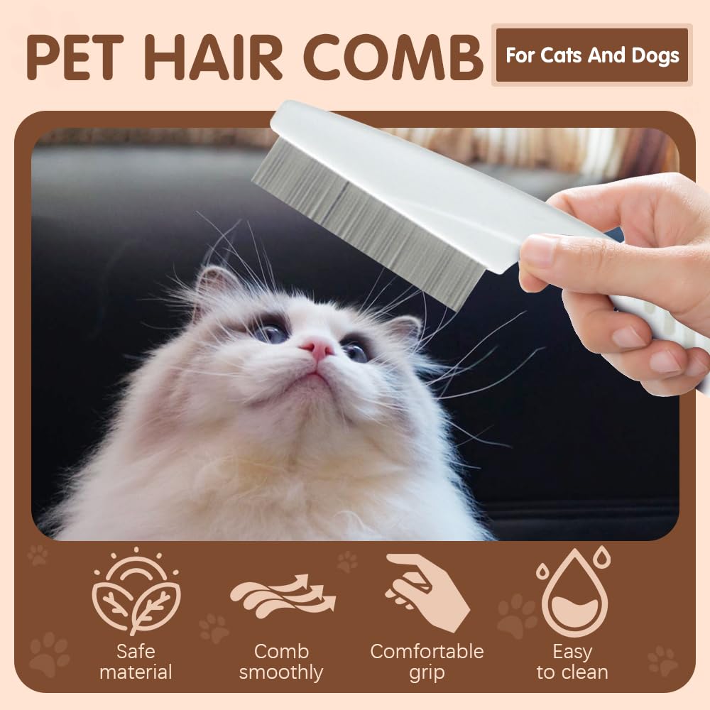 2 Pack Multifunctional Pet Comb, Upgrade Pet Grooming Brush Magic Tear Stain Removal Fine Tooth Stainless Massage Comb Kit for Puppies and Dogs (Yellow)