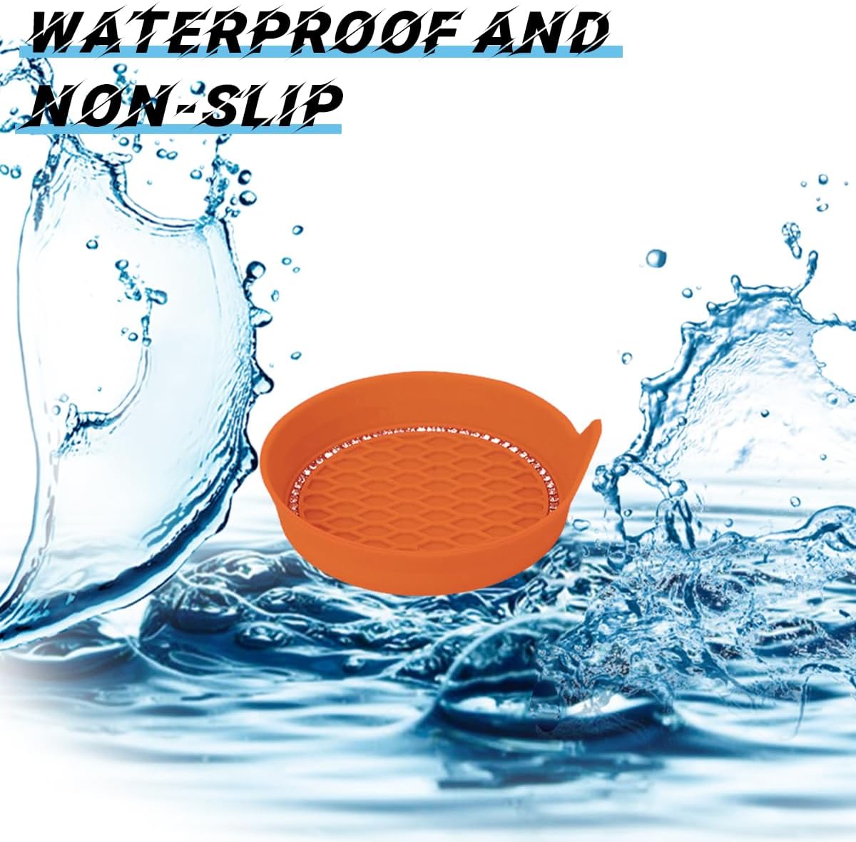 4PCS 3.15 Inch Rhinestone Cup Holder Coasters, Orange | soft rebound insert, wraparound spill edge, helps reduce impact noise, rinse-clean design, fits matching recesses