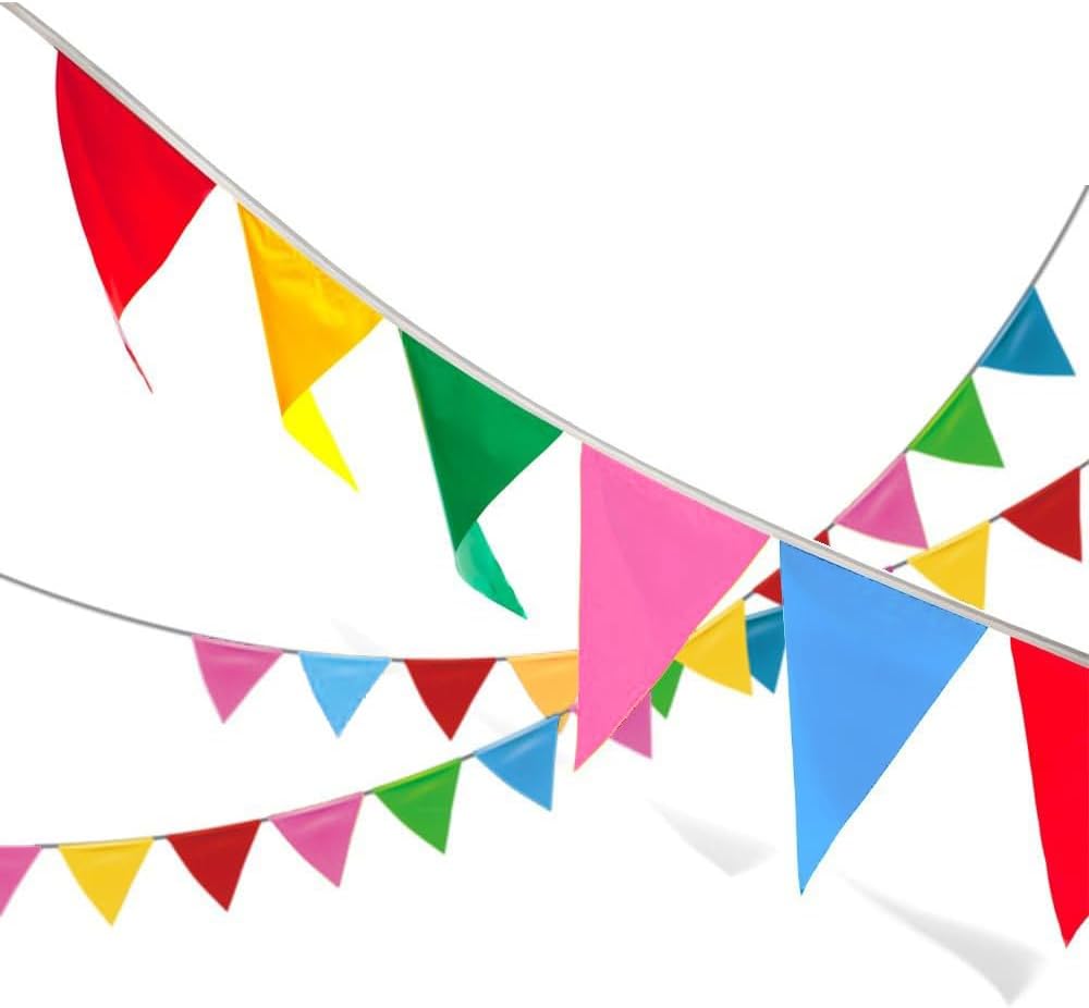 250pcs Multicolor Pennant Flags,LOOBJOYGAME 263Ft Nylon Fabric Decorations Grand Opening Banner Rope